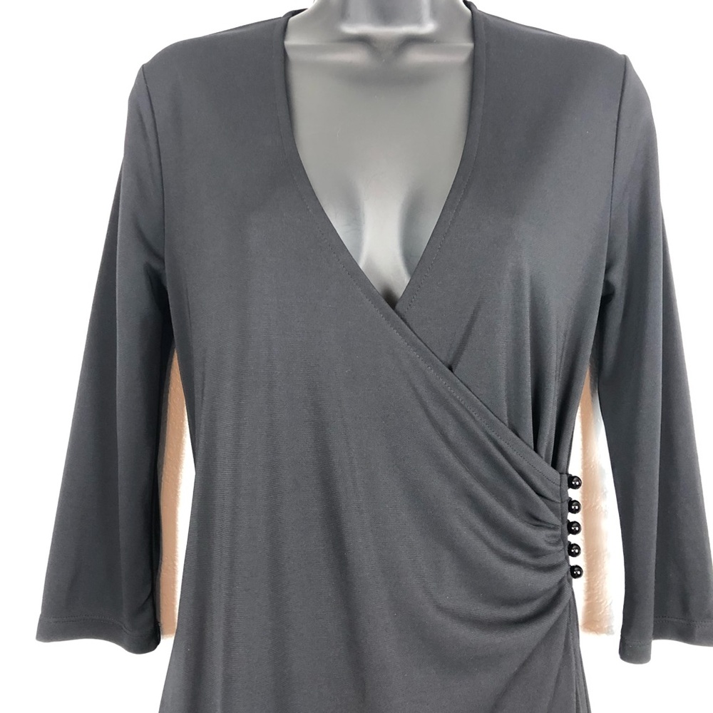 ISAAC MIZRAHI little black dress 3/4 sleeve Sz Sm - Picture 2 of 13